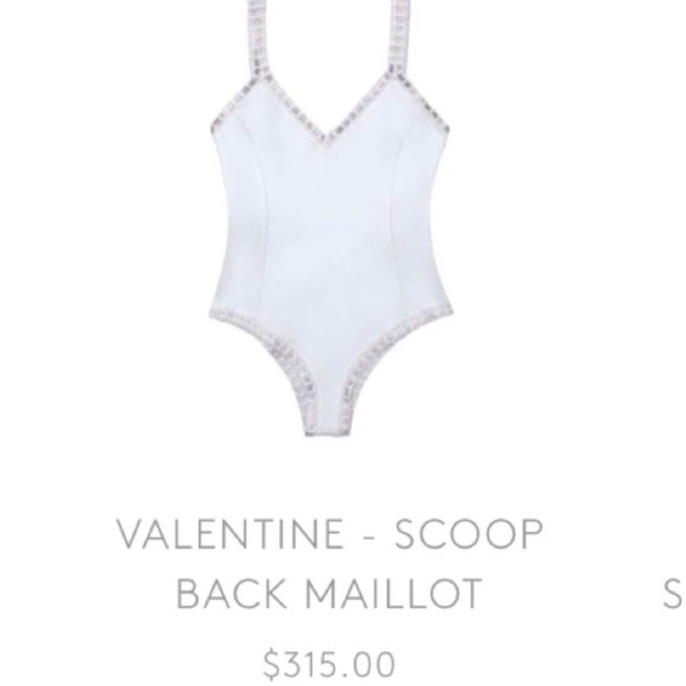 White valentine bathing suit scoop back